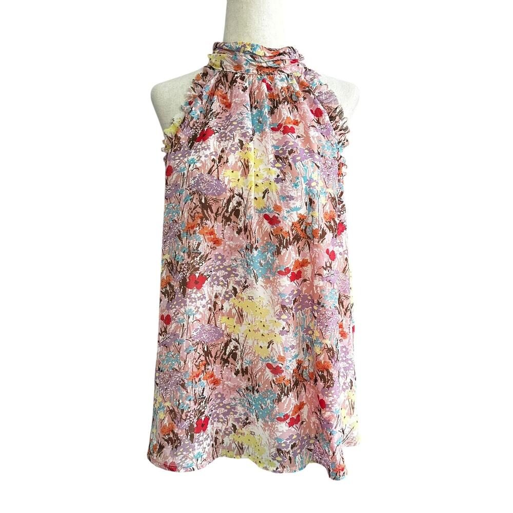 Hailey & Co Pink/Multicolor Lined Floral Blouse Women's Size Medium | 38-9